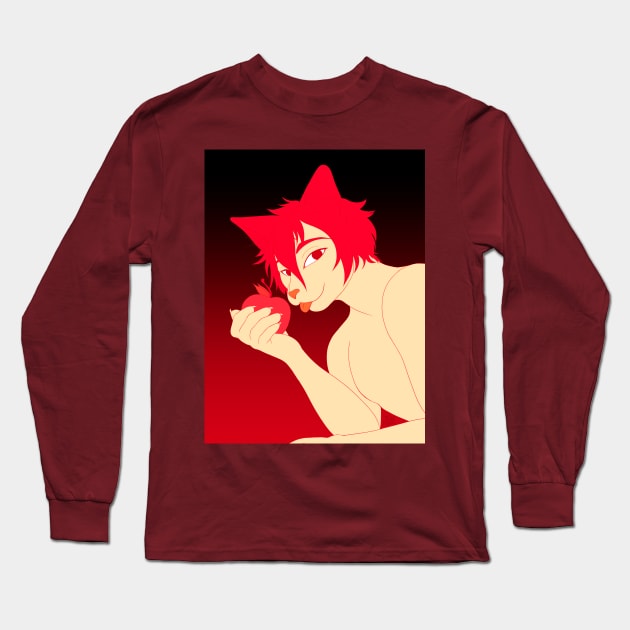 Anthro Apple Cat Boy Long Sleeve T-Shirt by Todd's Hollow